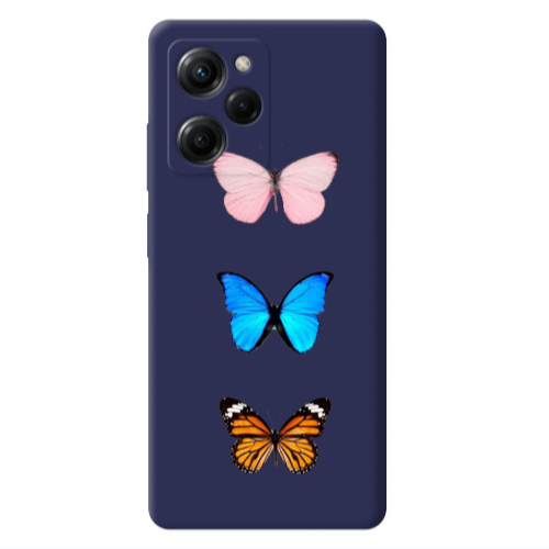 Xiaomi Poco X5 Pro Triple Butterfly Dark blue Colored Silicone TPU Θήκη