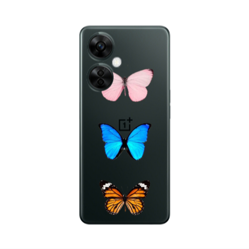 Oneplus Nord CE 3 Lite 5G Triple Butterfly Transparent Silicone TPU Θήκη