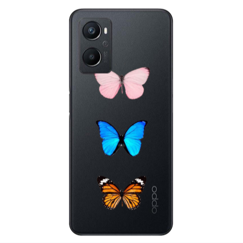 Oppo A 96 Triple Butterfly Transparent Silicone TPU Θήκη