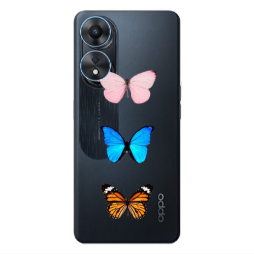 Oppo A 98 Triple Butterfly Transparent Silicone TPU Θήκη