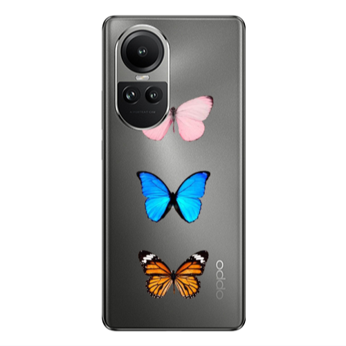 Oppo Reno10 5G Triple Butterfly Transparent Silicone TPU Θήκη