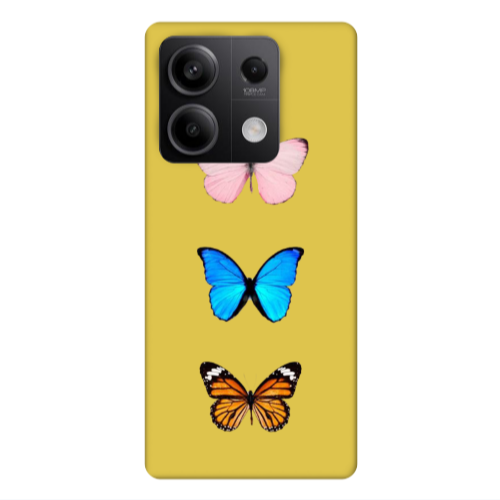 Xiaomi Redmi Note 13 5G Triple Butterfly Yellow Colored Silicone TPU Θήκη
