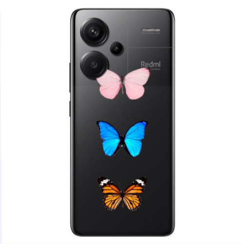 Xiaomi Redmi Note 13 Pro+ 5G  Triple Butterfly Transparent Silicone TPU Θήκη