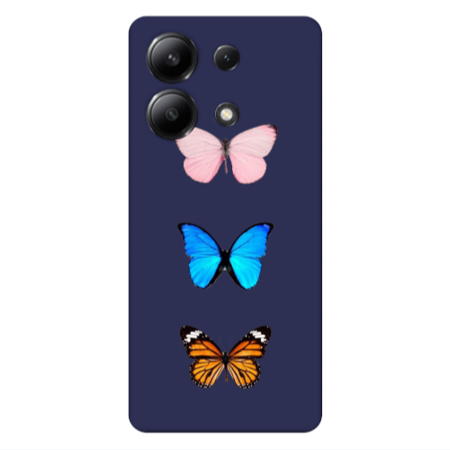 Xiaomi Redmi Note 13 4G Triple Butterfly Dark blue Colored Silicone TPU Θήκη