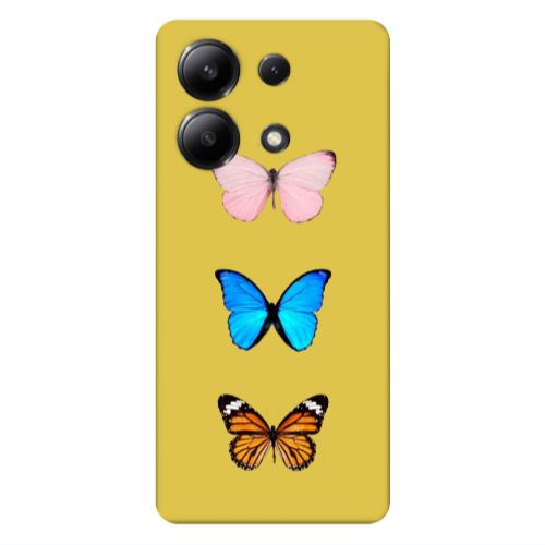 Xiaomi Redmi Note 13 4G Triple Butterfly Yellow Colored Silicone TPU Θήκη