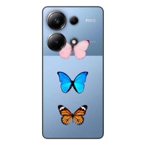 Xiaomi Poco M6 Pro 4G Triple Butterfly Transparent Silicone TPU Θήκη