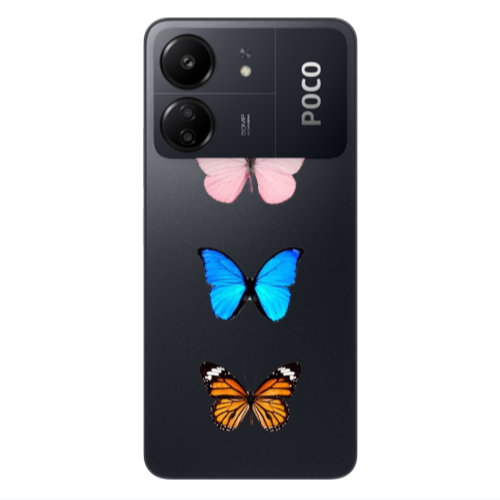 Xiaomi Poco C65 Triple Butterfly Transparent Silicone TPU Θήκη