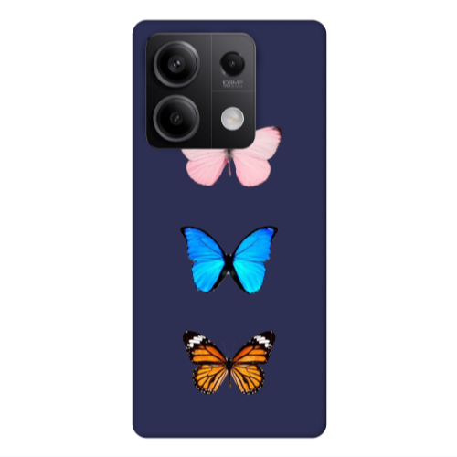 Xiaomi Redmi Note 13Pro 5G Triple Butterfly Dark blue Colored Silicone TPU Θήκη