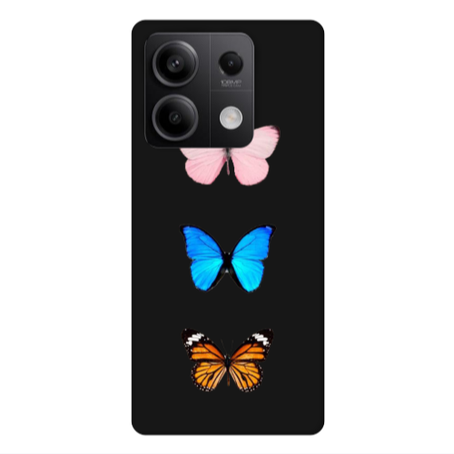 Xiaomi Redmi Note 13Pro 5G Triple Butterfly Black Colored Silicone TPU Θήκη