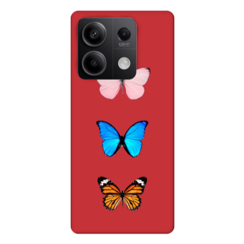 Xiaomi Redmi Note 13Pro 5G Triple Butterfly Red Colored Silicone TPU Θήκη