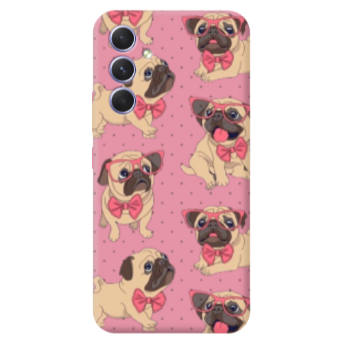 Samsung A56 Dog Spectacled Pink Colored Silicone TPU Θήκη