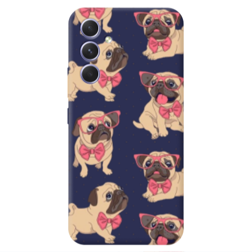 Samsung A56 Dog Spectacled Dark blue Colored Silicone TPU Θήκη