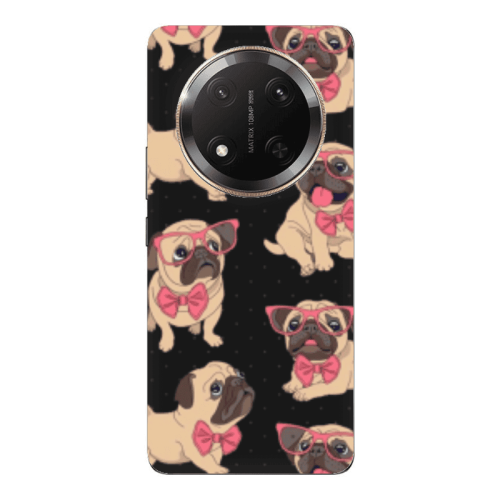 Honor Magic 7 Lite Dog Spectacled Black Colored Silicone TPU Θήκη