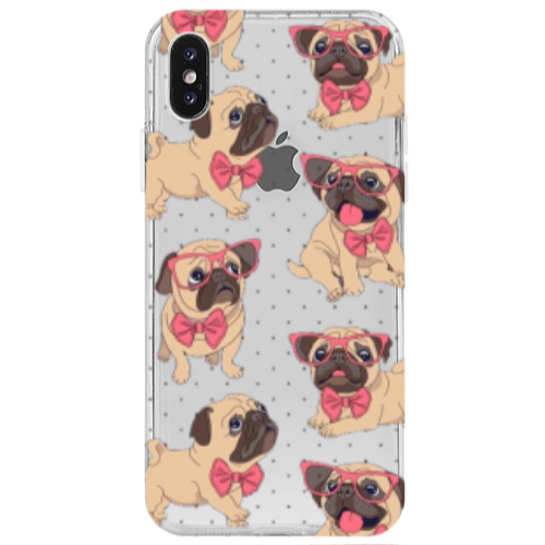 Apple iPhone X Dog Spectacled Transparent Silicone TPU Θήκη