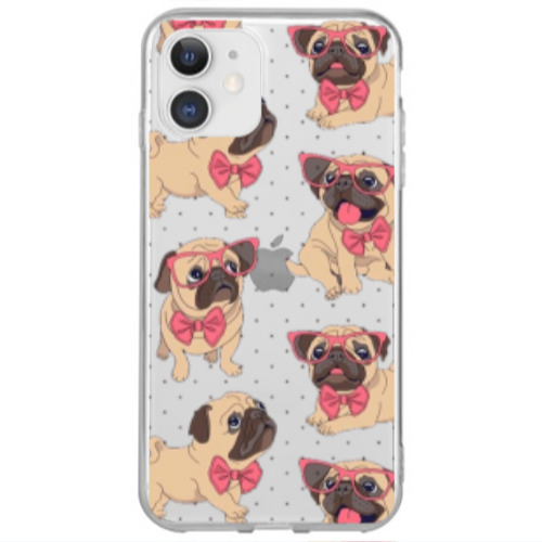 Apple iPhone 12 Mini Dog Spectacled Transparent Silicone TPU Θήκη