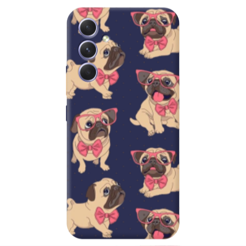 Samsung A54 Dog Spectacled Dark blue Colored Silicone TPU Θήκη