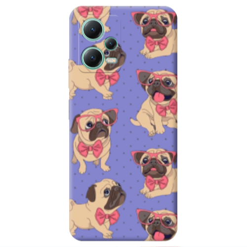 Xiaomi Redmi Note 12 Pro 5G Dog Spectacled Purple Colored Silicone TPU Θήκη