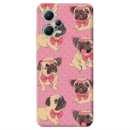 Xiaomi Redmi Note 12 Pro 5G Dog Spectacled Pink Colored Silicone TPU Θήκη