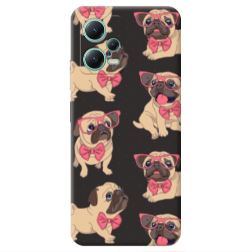 Xiaomi Redmi Note 12 Pro 5G Dog Spectacled Black Colored Silicone TPU Θήκη