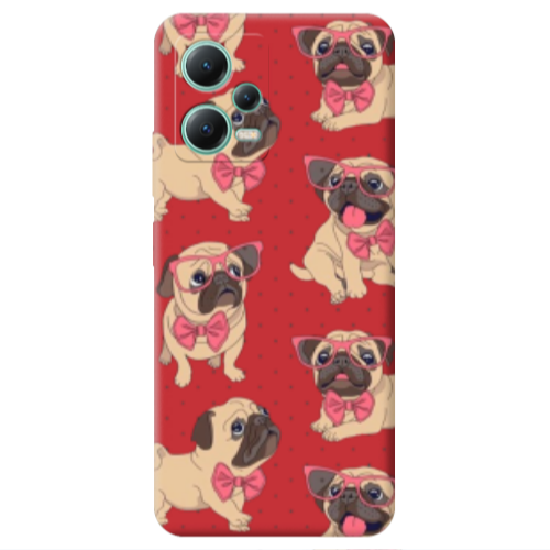 Xiaomi Redmi Note 12 Pro 5G Dog Spectacled Red Colored Silicone TPU Θήκη