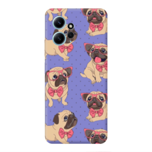 Xiaomi Redmi Note 12 4G Dog Spectacled Purple Colored Silicone TPU Θήκη