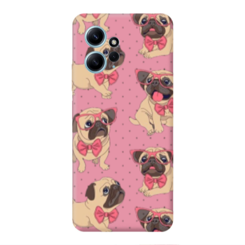 Xiaomi Redmi Note 12 4G Dog Spectacled Pink Colored Silicone TPU Θήκη