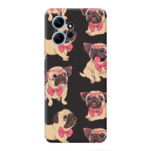 Xiaomi Redmi Note 12 4G Dog Spectacled Black Colored Silicone TPU Θήκη