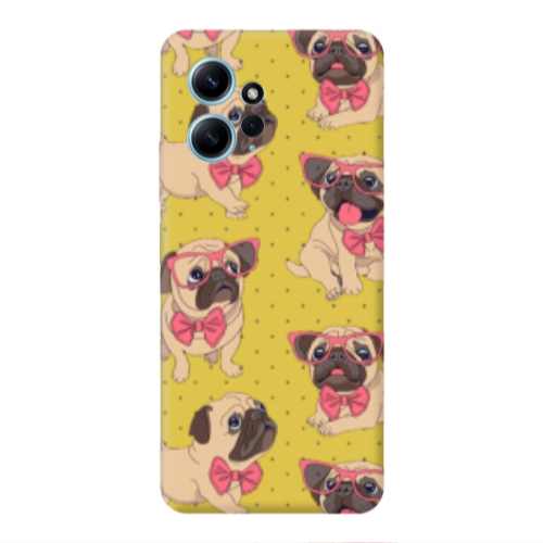 Xiaomi Redmi Note 12 4G Dog Spectacled Yellow Colored Silicone TPU Θήκη