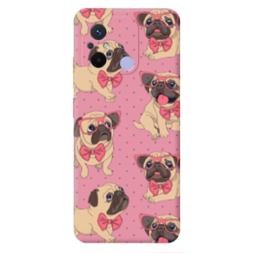 Xiaomi Redmi 12C Dog Spectacled Pink Colored Silicone TPU Θήκη