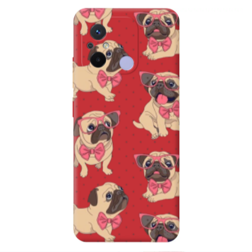 Xiaomi Redmi 12C Dog Spectacled Red Colored Silicone TPU Θήκη