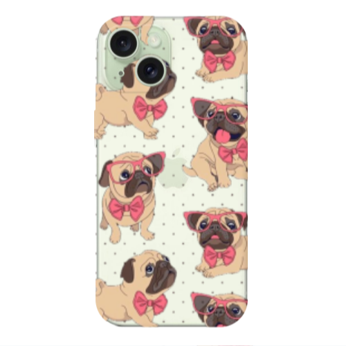 Apple iPhone 15 Dog Spectacled Transparent Silicone TPU Θήκη