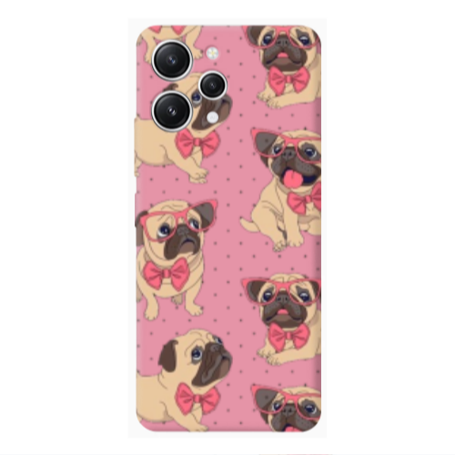 Xiaomi Redmi 12 Dog Spectacled Pink Colored Silicone TPU Θήκη