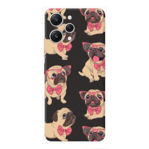 Xiaomi Redmi 12 Dog Spectacled Black Colored Silicone TPU Θήκη