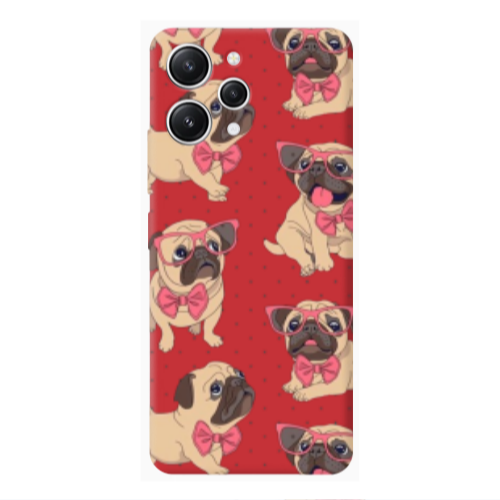 Xiaomi Redmi 12 Dog Spectacled Red Colored Silicone TPU Θήκη