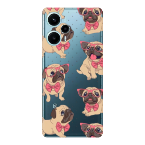 Xiaomi Poco F5 Dog Spectacled Transparent Silicone TPU Θήκη