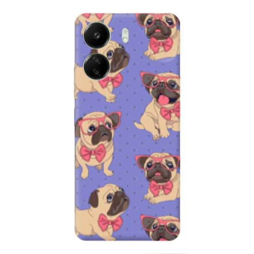 Xiaomi Redmi 13C Dog Spectacled Purple Colored Silicone TPU Θήκη