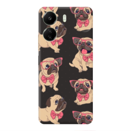 Xiaomi Redmi 13C Dog Spectacled Black Colored Silicone TPU Θήκη
