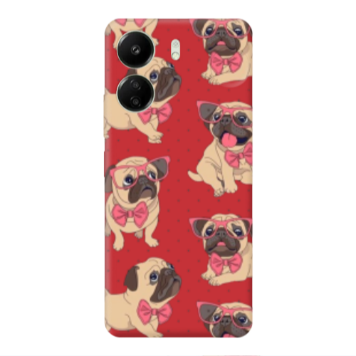 Xiaomi Redmi 13C Dog Spectacled Red Colored Silicone TPU Θήκη