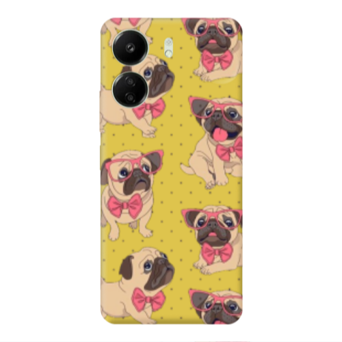 Xiaomi Redmi 13C Dog Spectacled Yellow Colored Silicone TPU Θήκη