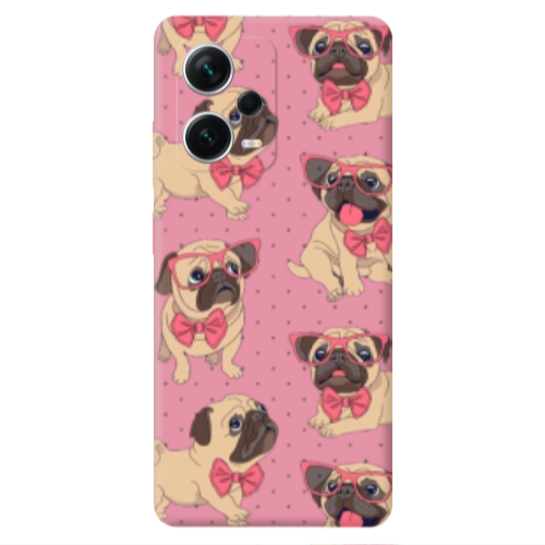 Xiaomi Poco X5 Dog Spectacled Pink Colored Silicone TPU Θήκη