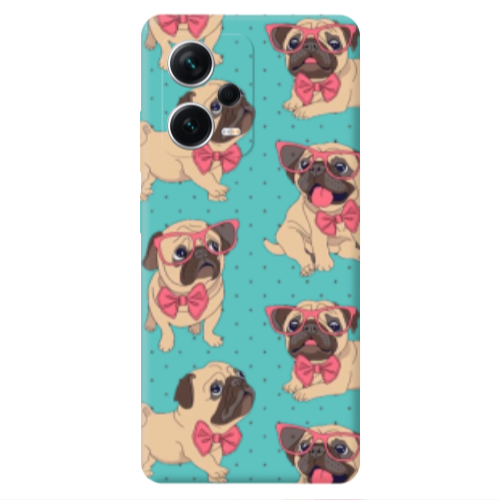 Xiaomi Poco X5 Dog Spectacled Turquoise Colored Silicone TPU Θήκη