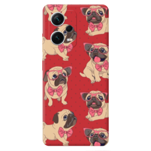 Xiaomi Poco X5 Dog Spectacled Red Colored Silicone TPU Θήκη