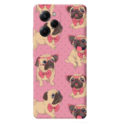 Xiaomi Poco X5 Pro Dog Spectacled Pink Colored Silicone TPU Θήκη