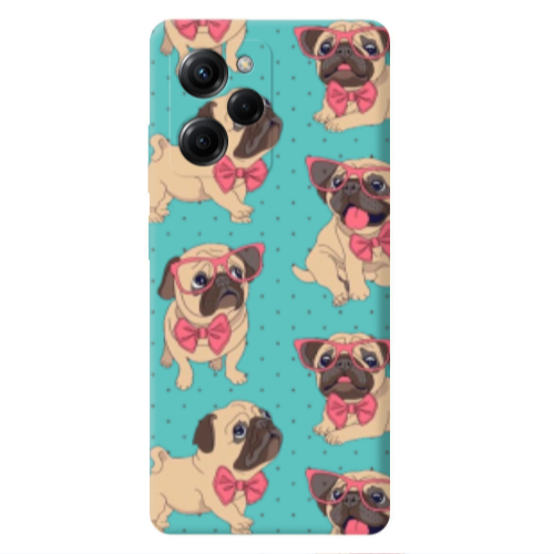 Xiaomi Poco X5 Pro Dog Spectacled Turquoise Colored Silicone TPU Θήκη