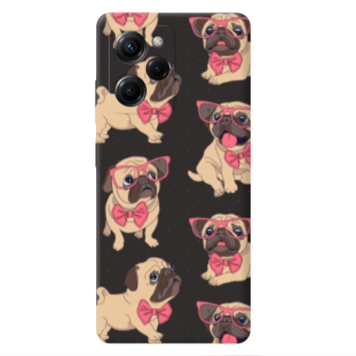 Xiaomi Poco X5 Pro Dog Spectacled Black Colored Silicone TPU Θήκη