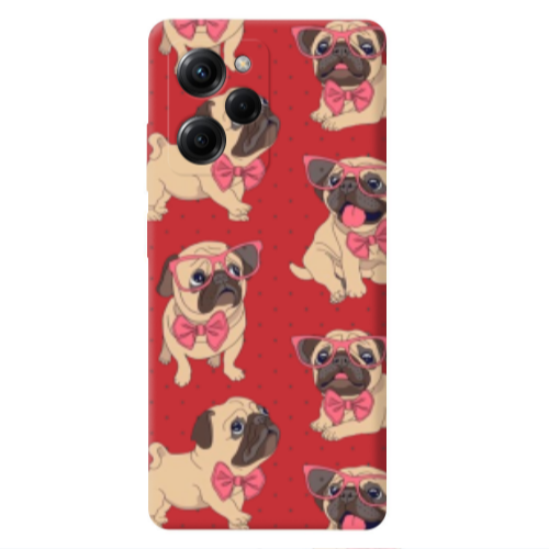 Xiaomi Poco X5 Pro Dog Spectacled Red Colored Silicone TPU Θήκη