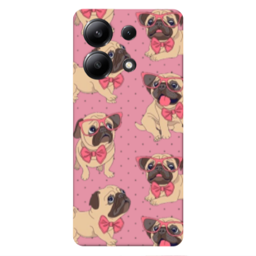 Xiaomi Redmi Note 13 4G Dog Spectacled Pink Colored Silicone TPU Θήκη