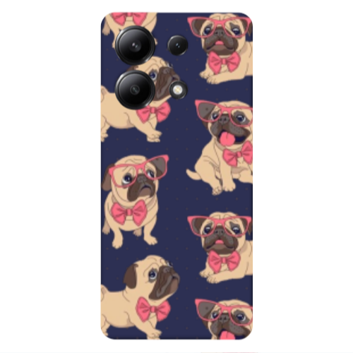 Xiaomi Redmi Note 13 4G Dog Spectacled Dark blue Colored Silicone TPU Θήκη