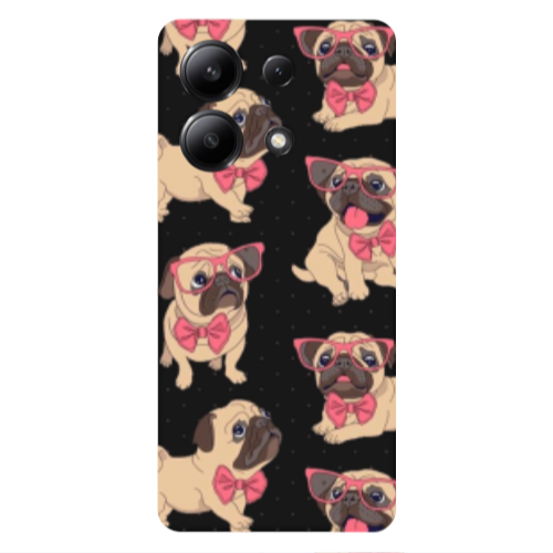 Xiaomi Redmi Note 13 4G Dog Spectacled Black Colored Silicone TPU Θήκη