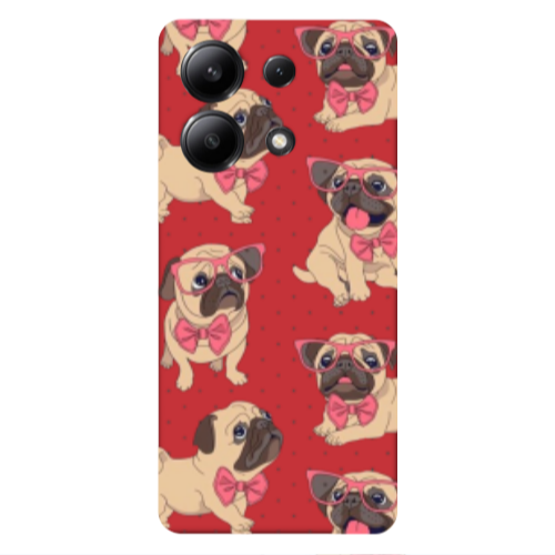 Xiaomi Redmi Note 13 4G Dog Spectacled Red Colored Silicone TPU Θήκη